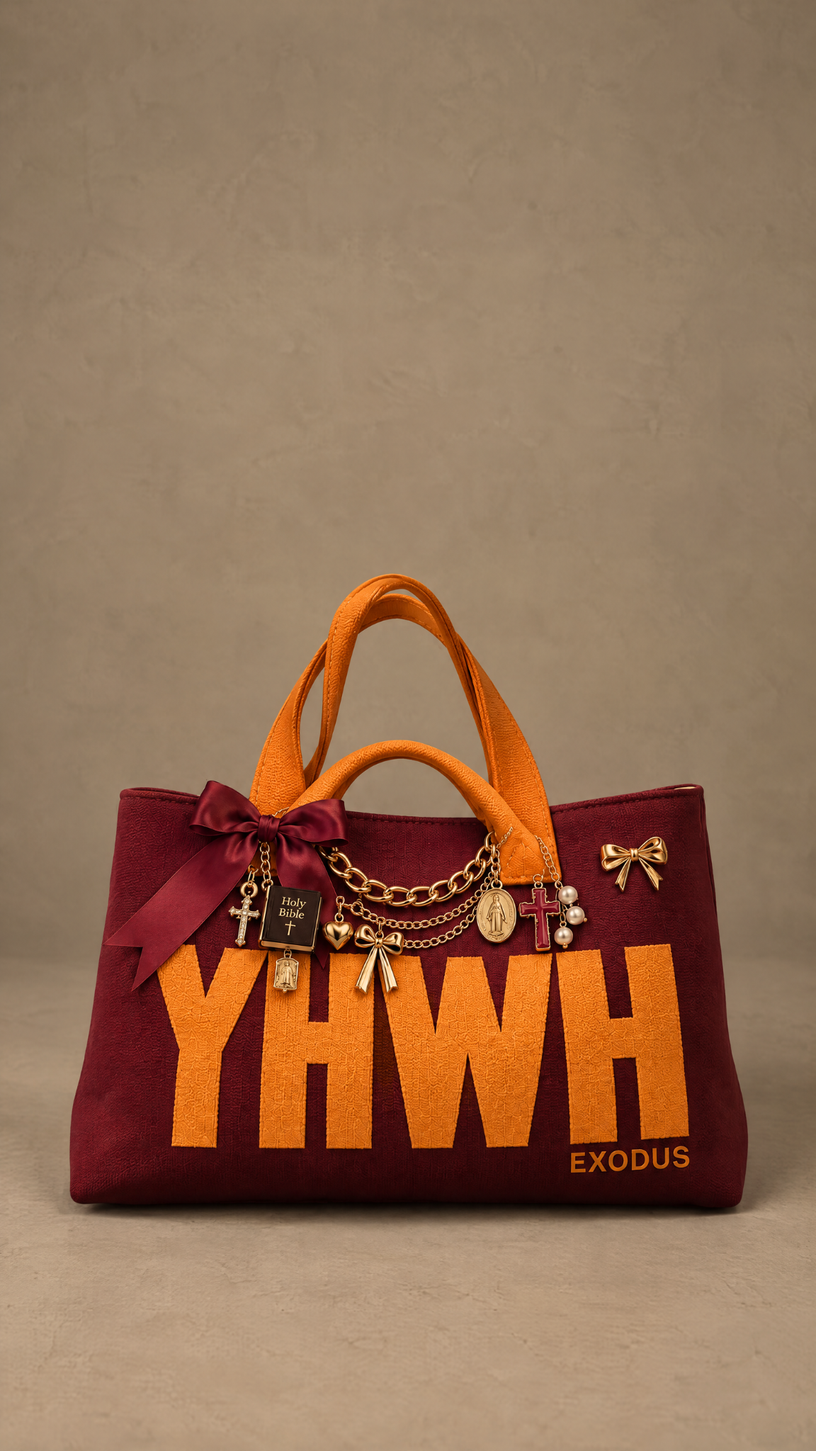 Orange and Burgundy YAHWEH Tote