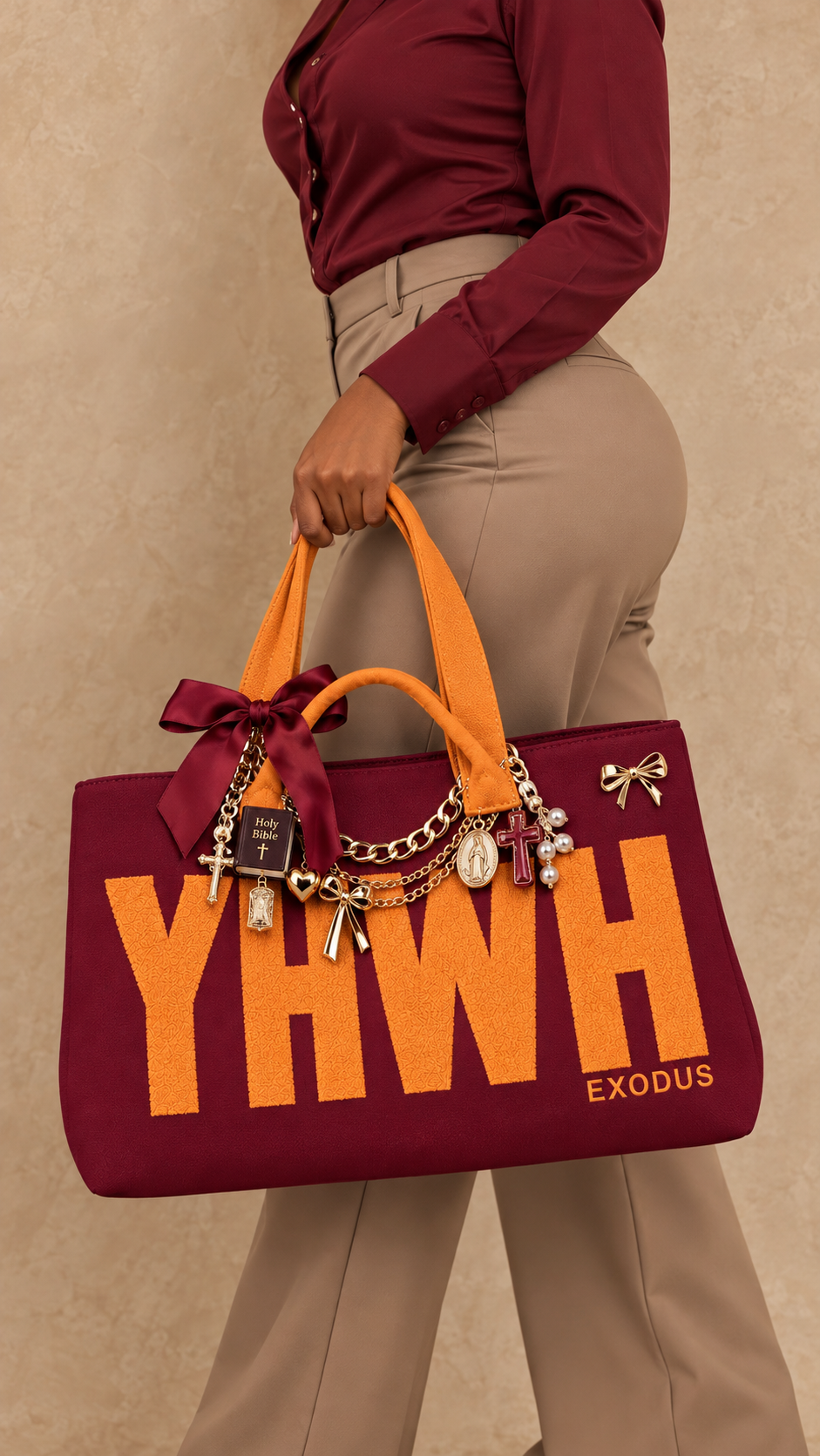 Orange and Burgundy YAHWEH Tote